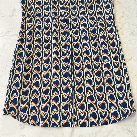 Cabi | Armour Blue Heart Chain Print Collared Sleeveless Shirtdress Style 5370 - Picture 5 of 16